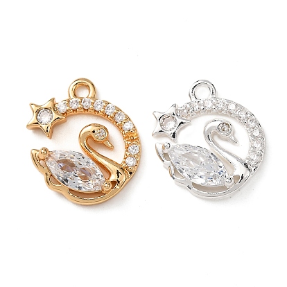 Латунь с кубическим цирконием подвеской, лебедь прелести, прозрачные