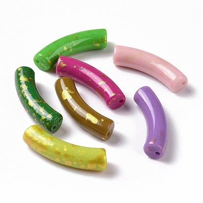 Непрозрачные акриловые бусины, с блеском порошок, изогнутая трубка