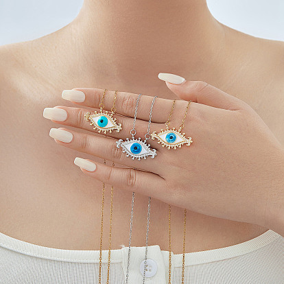 Элегантные латунные прозрачные кубические цирконии ожерелья с подвесками от сглаза, простые роскошные украшения для повседневного ношения