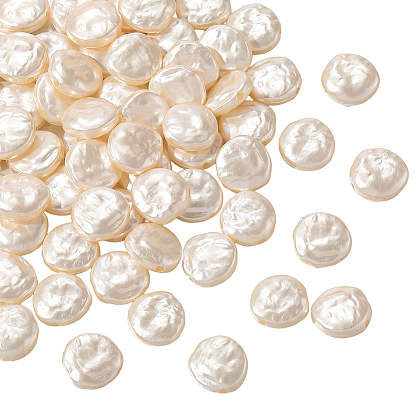 100 бусины из абс-пластика с имитацией жемчуга, плоско-круглые