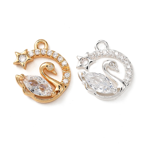 Латунь с кубическим цирконием подвеской, лебедь прелести, прозрачные