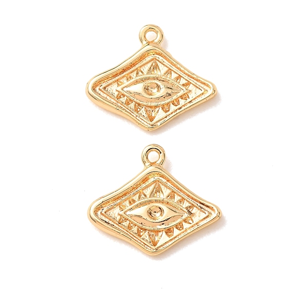 Base colgante de latón de rhinestone, rombo con amuletos de mal de ojo