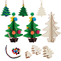 1 пакет незаконченных деревянных елок, с шариками и проволокой, с 10шт. неокрашенных деревянных подвесок для рождественской елки