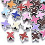 UV Plating Acrylic European Beads, with Enamel, Large Hole Beads, Mixed Color, Letter X