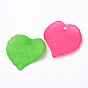 Transparent Frosted Acrylic Leaf Charms, 16x15x2mm, Hole: 1.2mm, about 1050pcs/500g