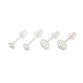 925 Результаты серьги стерлингового серебра, плоские круглые лоток