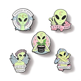 Saucer Man Enamel Pins, Alloy Brooches for Backpack Clothes