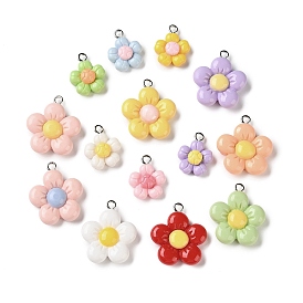 Непрозрачные подвески смолы, цветок, с железной платиной петлей