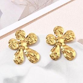 304 aretes de acero inoxidable para mujer, flor