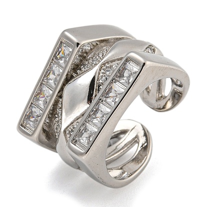 Покрытие стойки латунь микро паве цирконий открытые манжеты кольца, широкие кольца для женщин, долговечный, без свинца и без кадмия