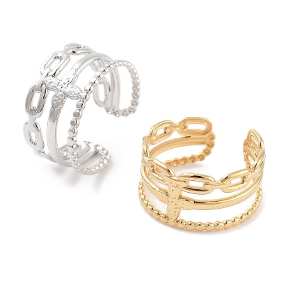 304 anillos abiertos de flores de acero inoxidable, anillo de banda ancha para mujer