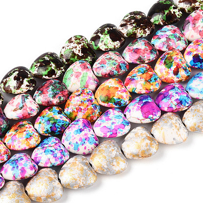 С напылением окрашенные синтетические бирюзовые бусинки, сердце