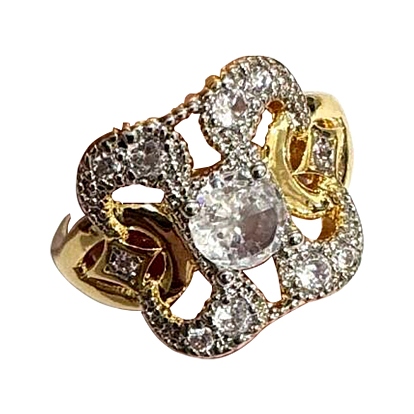 Квадратные латунные кольца с микропаве из прозрачных кубических цирконий