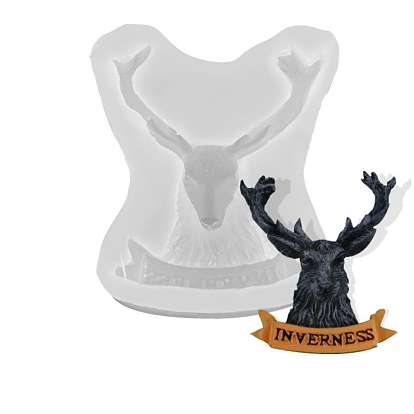 Christmas Deer Head DIY Candlestick Silicone Molds, Resin Casting Molds, For UV Resin, Epoxy Resin Craft Making