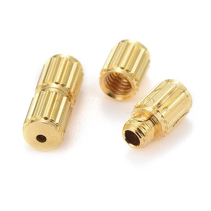 Brass Screw Clasps, Column, 10x4mm, Hole: 0.5mm