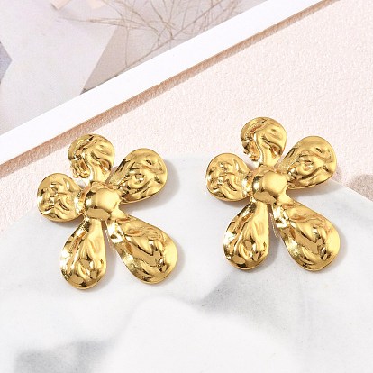 304 aretes de acero inoxidable para mujer, flor