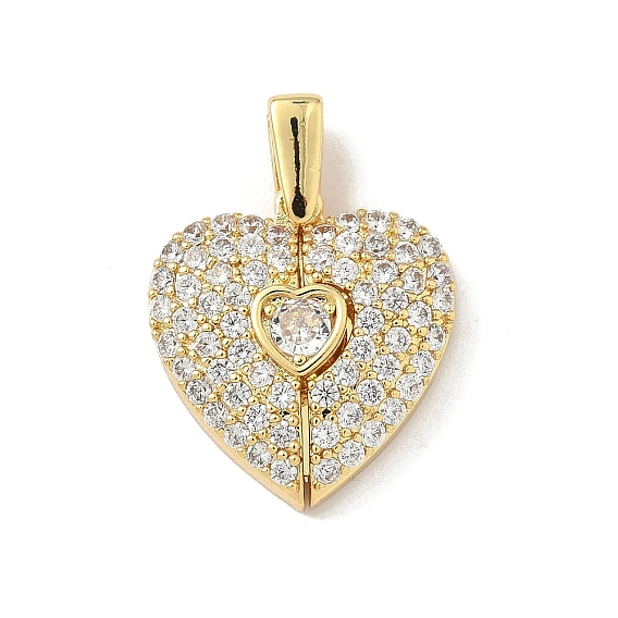 Латунные микро проложить кубического циркония подвески, открывающиеся подвески-сердечки