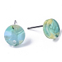 Cellulose Acetate(Resin) Stud Earring Findings, with 316 Surgical Stainless Steel Pin, Plat Round