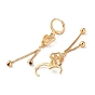 Rhinestone Butterfly with Love Leverback Earrings, Brass Chains Tassel Earrings for Women
