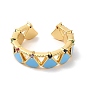 Enamel Fan Wrap Open Cuff Ring with Cubic Zirconia, Real 18K Gold Plated Brass Ring, Cadmium Free & Lead Free