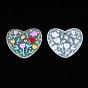 Transparent Printed Acrylic Pendants, Heart with Flower
