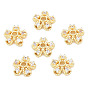 Brass Micro Pave Clear Cubic Zirconia Bead Caps, Nickel Free, 5-Petal, Clear, Flower