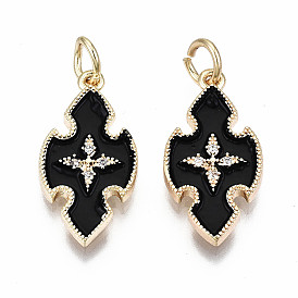 Латунь эмаль подвески, реальный 18 k позолоченный, без никеля , крестик