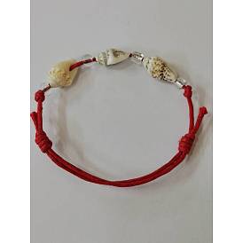 Bracelets réglables en cordon de coton ciré, avec des perles de coquillage naturel et des perles de rocaille en verre