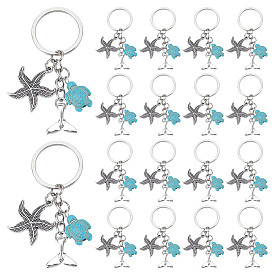 20pcs ocean themne синтетический бирюзовый и сплав брелок, с железными кольцами