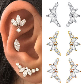 Sparkling Diamond Petal Earrings - Elegant European and American Style Ear Studs