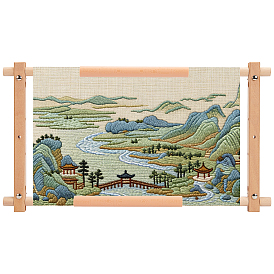 Rechteckiger Holzcliprahmen, zum Sticken von Kreuzstich-Quilt-Nadelspitzenwerkzeugen, mit ABS-Kunststoff und Eisenfunden