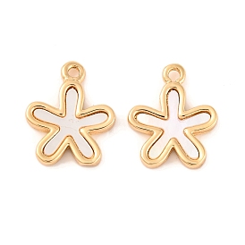 Brass Pave Natural Freshwater Shell Flower Charms