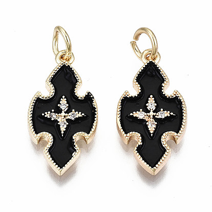 Латунь эмаль подвески, реальный 18 k позолоченный, без никеля , крестик