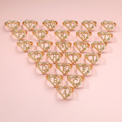 Сердце с цветком полые латунные перстни