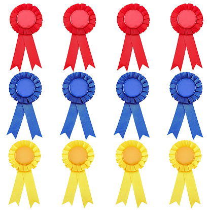 12 шт. 3 цвета наградная лента форма жесть значки, брошь с пустой пуговицей для аксессуара для вечеринки