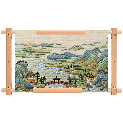 Rechteckiger Holzcliprahmen, zum Sticken von Kreuzstich-Quilt-Nadelspitzenwerkzeugen, mit ABS-Kunststoff und Eisenfunden