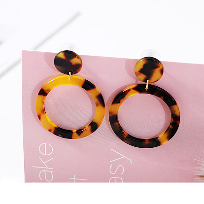 Minimalist Leopard Print Acrylic Geometric Resin Earrings for Women