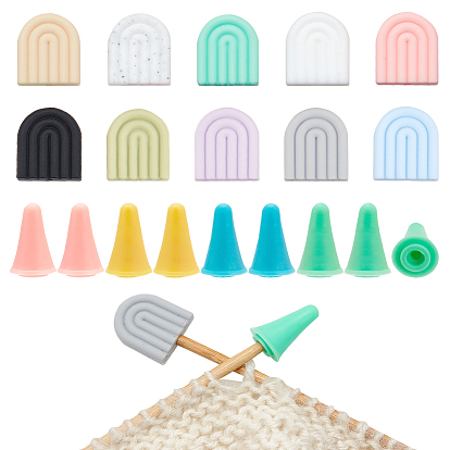 Радужные силиконовые стопоры для спиц, защитные приспособления для вязания спиц, для вязания крючком спицами