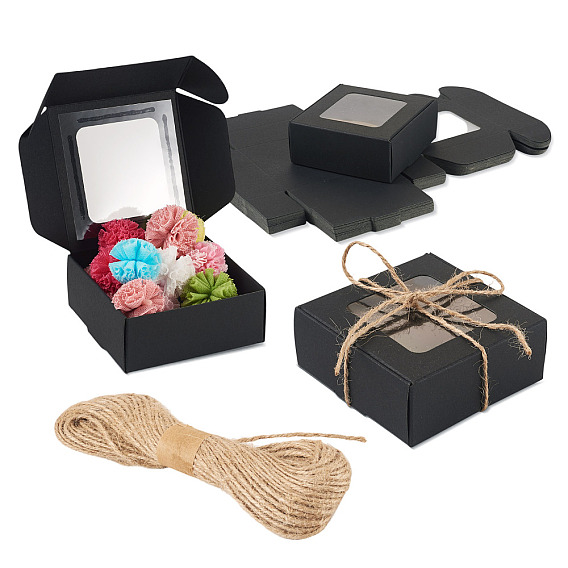 Складные бумажные почтовые коробки с окном, почтовые ящики из гофрированного картона, с джутовым шнуром