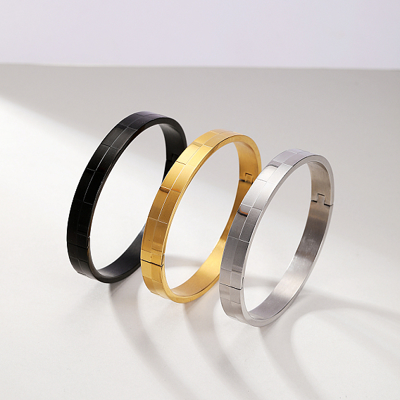 201 простые браслеты из нержавеющей стали, Шарнирные браслеты для мужчин и женщин, прямоугольник, матовые