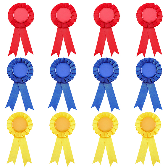 12 шт. 3 цвета наградная лента форма жесть значки, брошь с пустой пуговицей для аксессуара для вечеринки