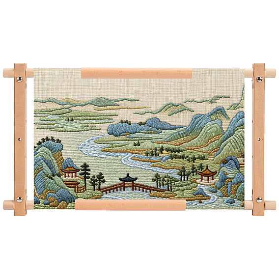 Rectangle Wood Clip Frame, for Embroidery Cross Stitch Quilting Needlepoint Tool, with ABS Plastic and Iron Findings