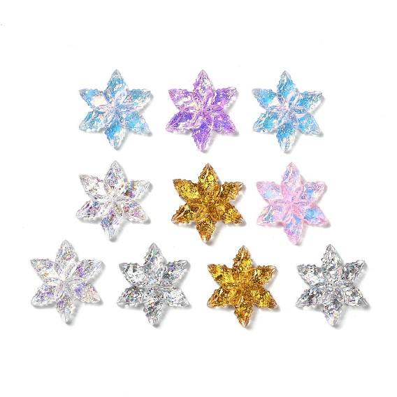 Прозрачные смолы кабошоны, снежинка, с блестка
