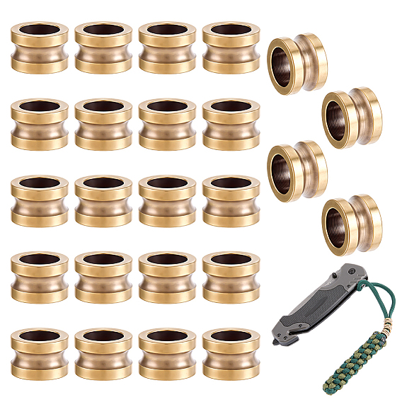 24Pcs Brass European Beads, Column, Large Hole Bead