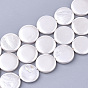 Spray Paint Freshwater Shell Beads Strands, Pearlized Style, Flat Round