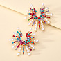 Exaggerated Fashion Sunflower Alloy Imitation Pearl Crystal Earrings Luxurious Ear Jewelry