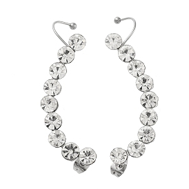 Rhinestone Cuff Earrings for Girl Women Gift, 304 Stainless Steel Earrings