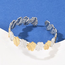 304 женские браслеты-манжеты из нержавеющей стали, лист, ионное покрытие (ip)