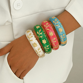 Винтажные элегантные цветочные браслеты из сплава с шарнирами для женской праздничной одежды