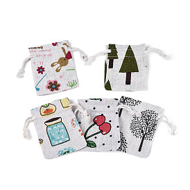 Мешковины упаковочные пакеты, шнурок сумки, прямоугольник со смешанными узорами